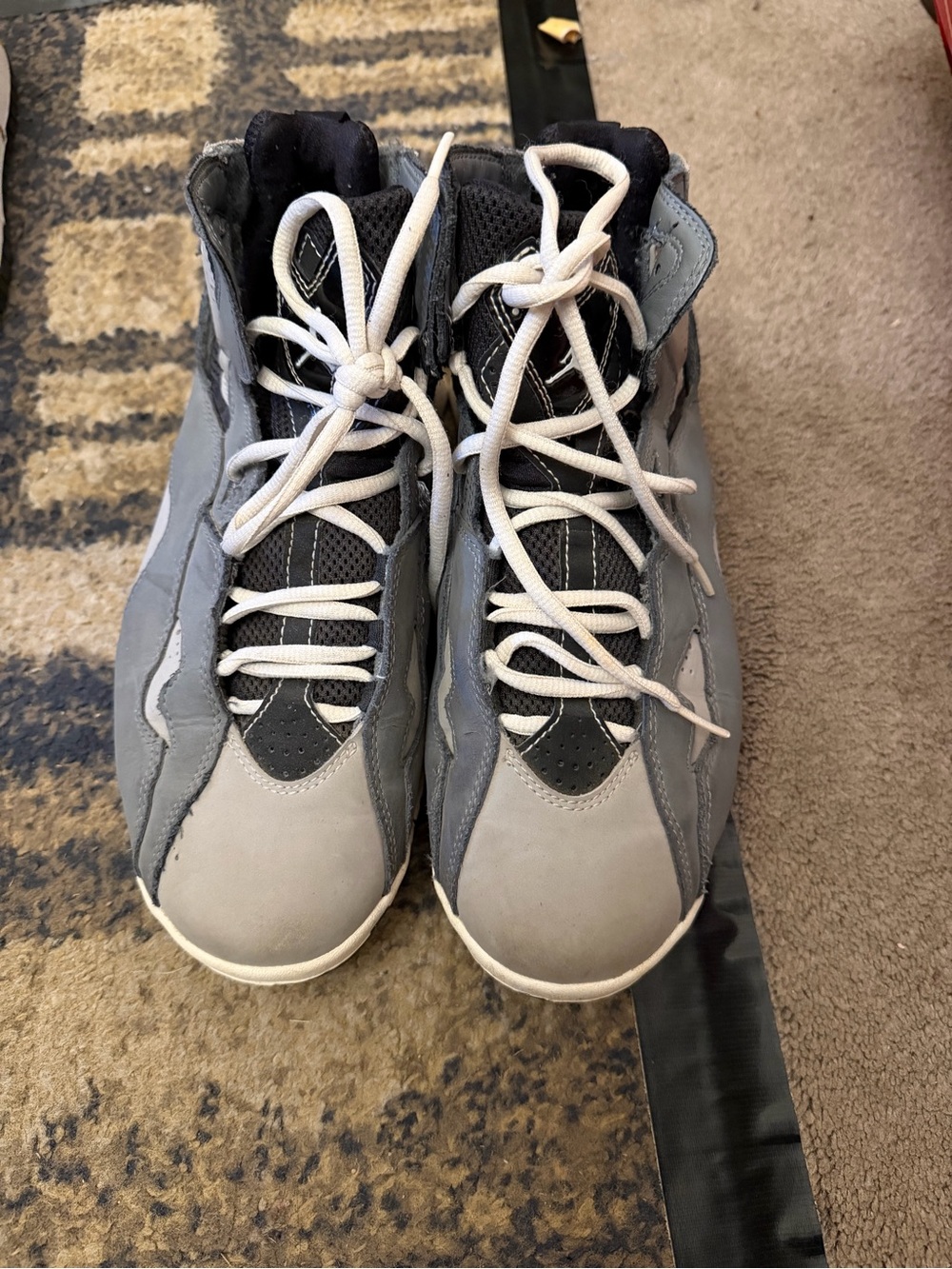 Jordan Kids Gray and Black High-Top Sneakers with White Laces